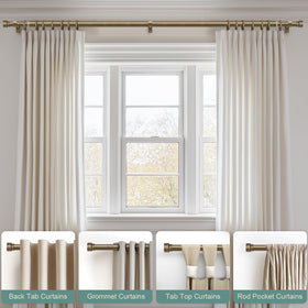 Lootkell adjustable curtain rod brackets ensure secure mounting on walls.