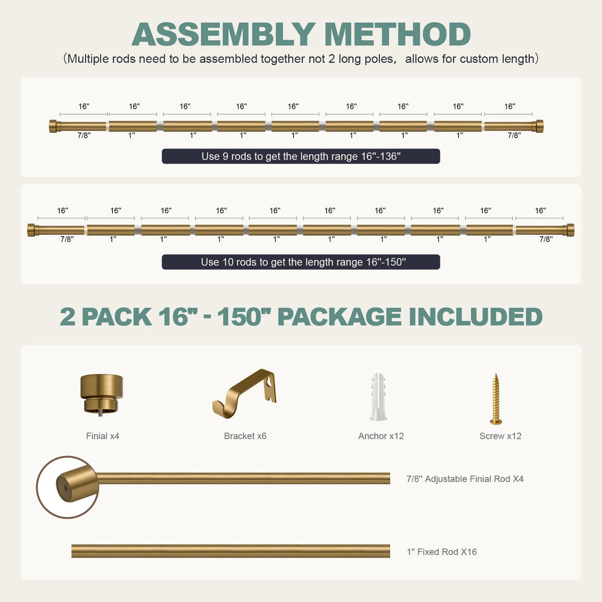 Lootkell adjustable curtain rod offers precise length control for varied windows.