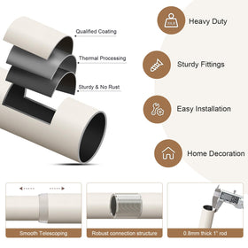 Bedroom setup demonstrates versatile fit for different curtain weights.