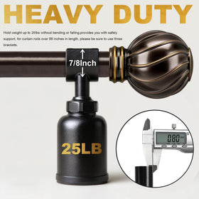 Lootkell bronze curtain rod shows 7/8 inch diameter for durable support