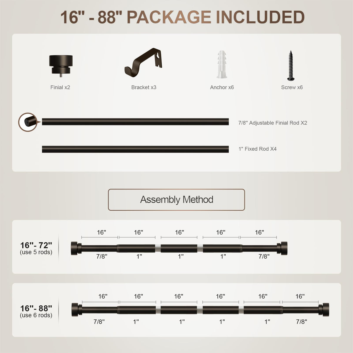 Lootkell curtain rod with baking finish and smooth surface texture