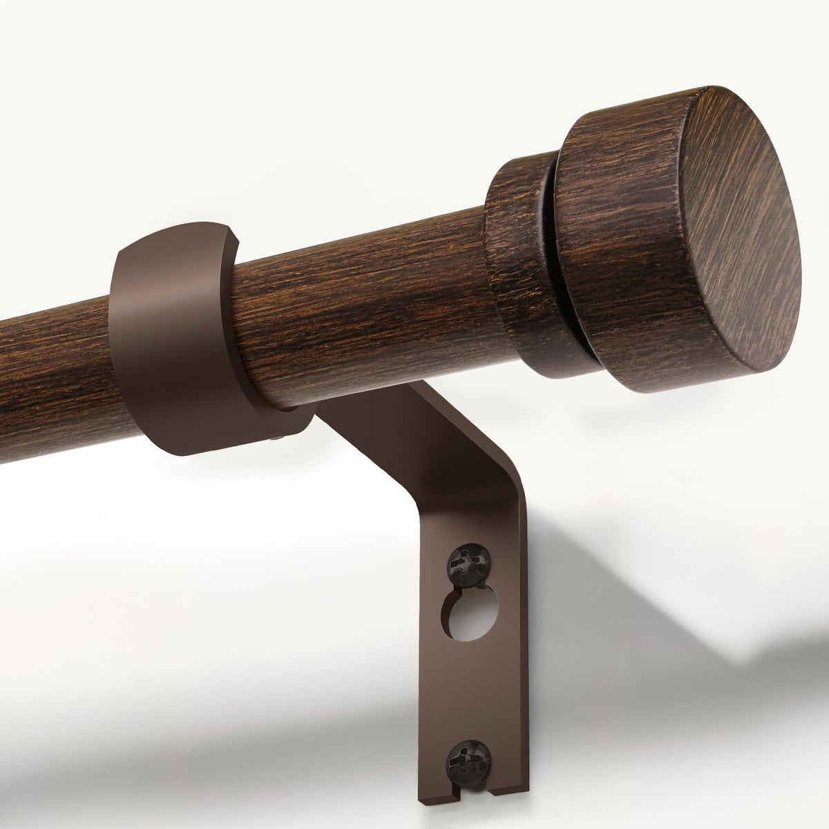 Lootkell deep walnut wood curtain rod with rich grain for large windows