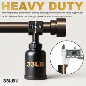 Lootkell heavy duty curtain rod with 1 inch diameter and sturdy brackets