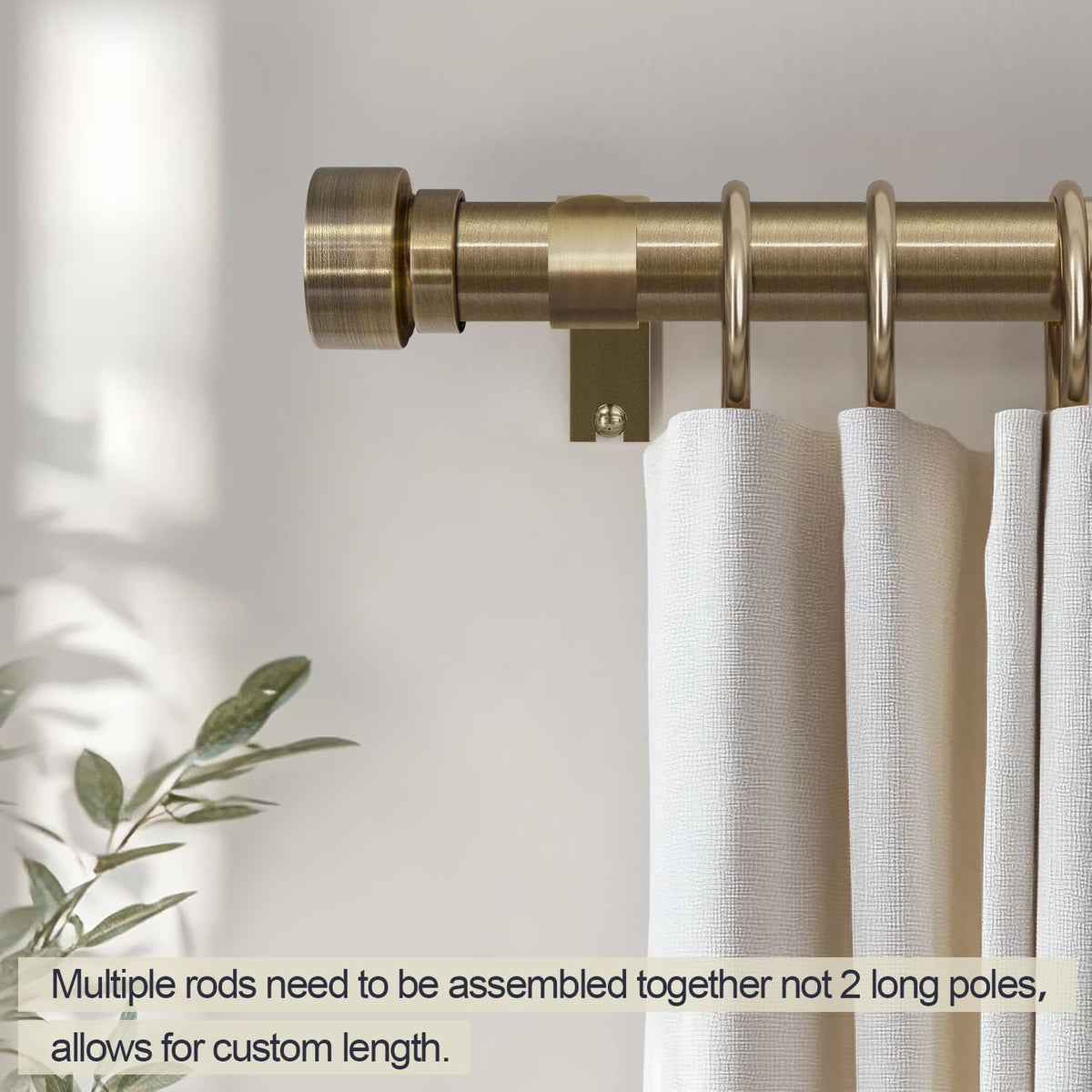 Lootkell heavy-duty 1 inch curtain rod supports heavy fabrics securely.