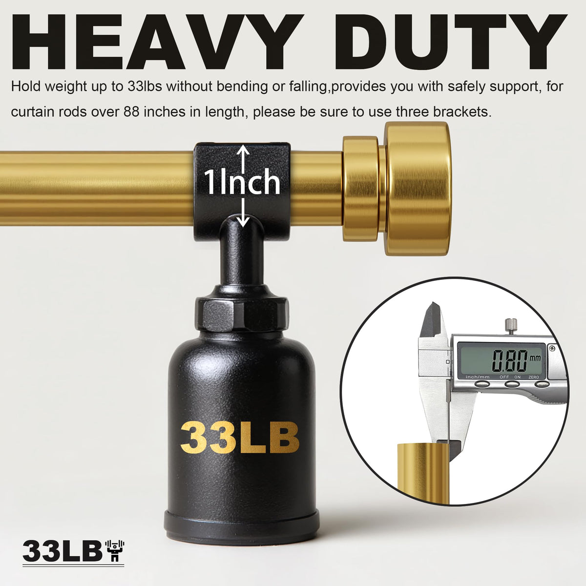 Lootkell heavy-duty curtain rod brackets ensure secure wall mounting.