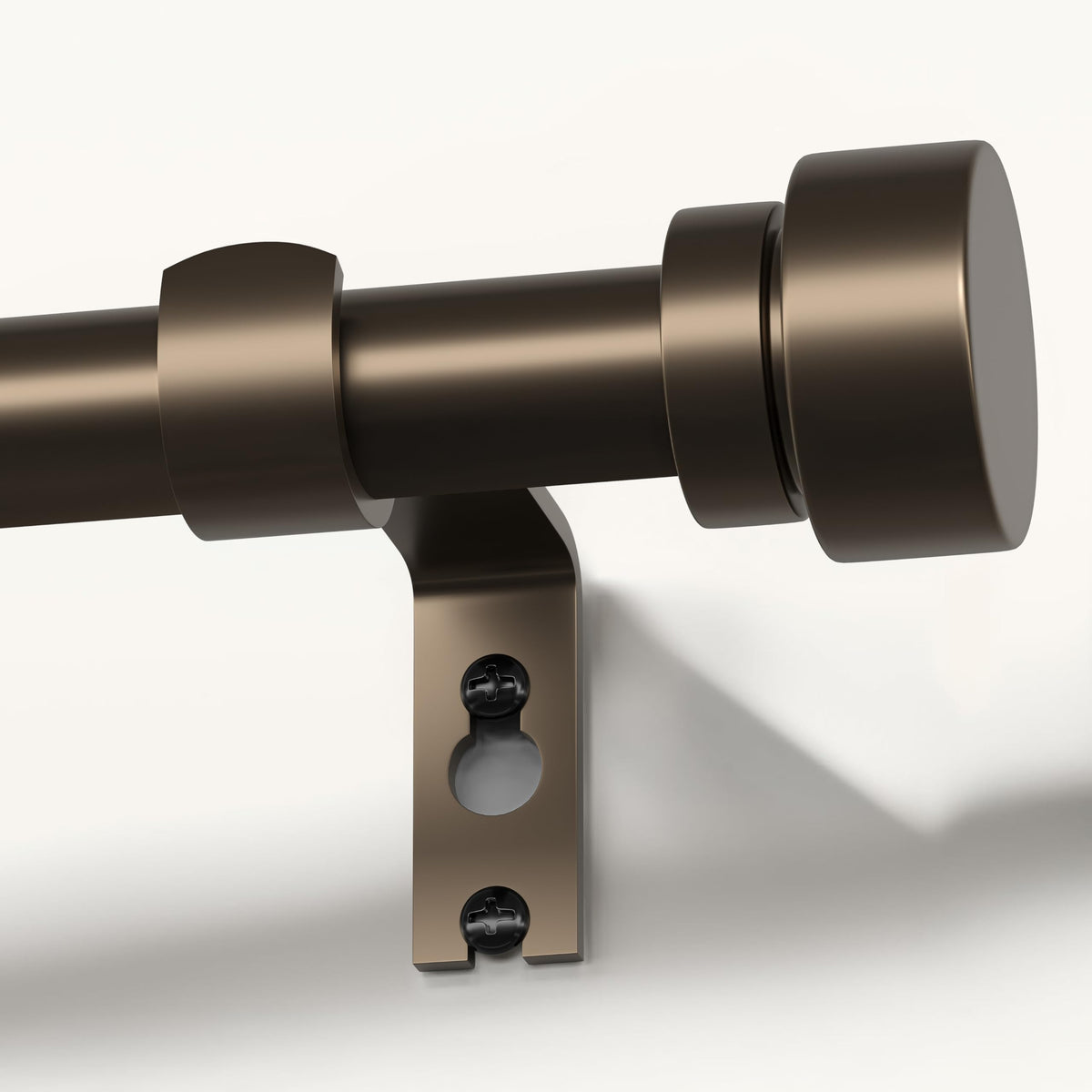 Lootkell modern brown curtain rod extended to fit large windows with a smooth finish