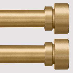 Lootkell modern gold curtain rods with decorative ends enhance living room window styling and coverage.