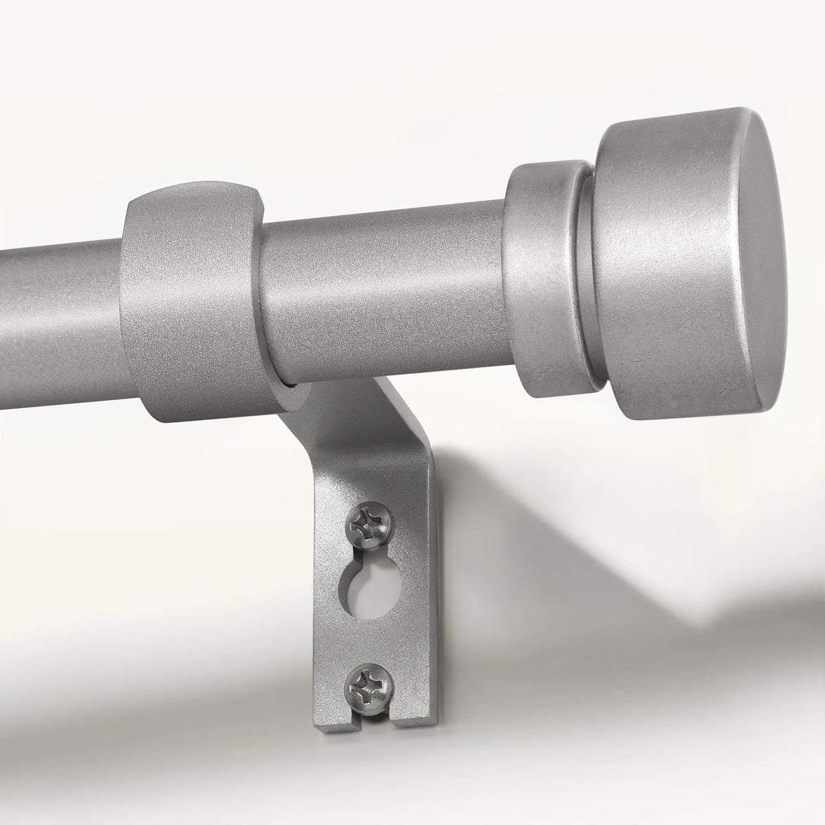 Lootkell modern silver curtain rod with adjustable length for precise window coverage.