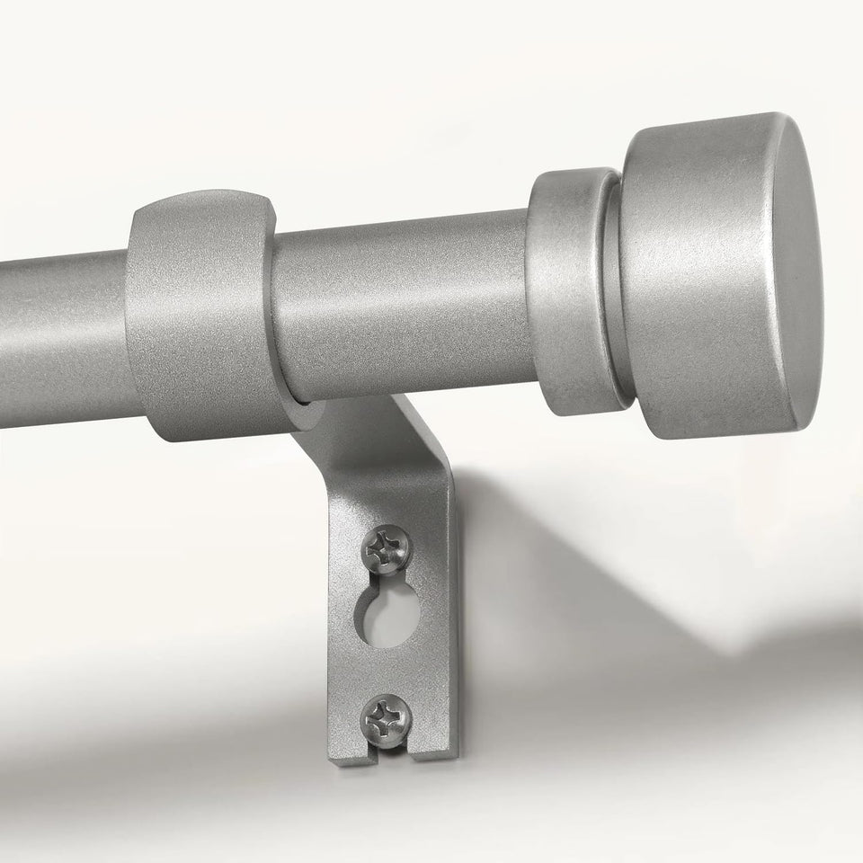 Lootkell modern silver curtain rod with adjustable length for precise window coverage.