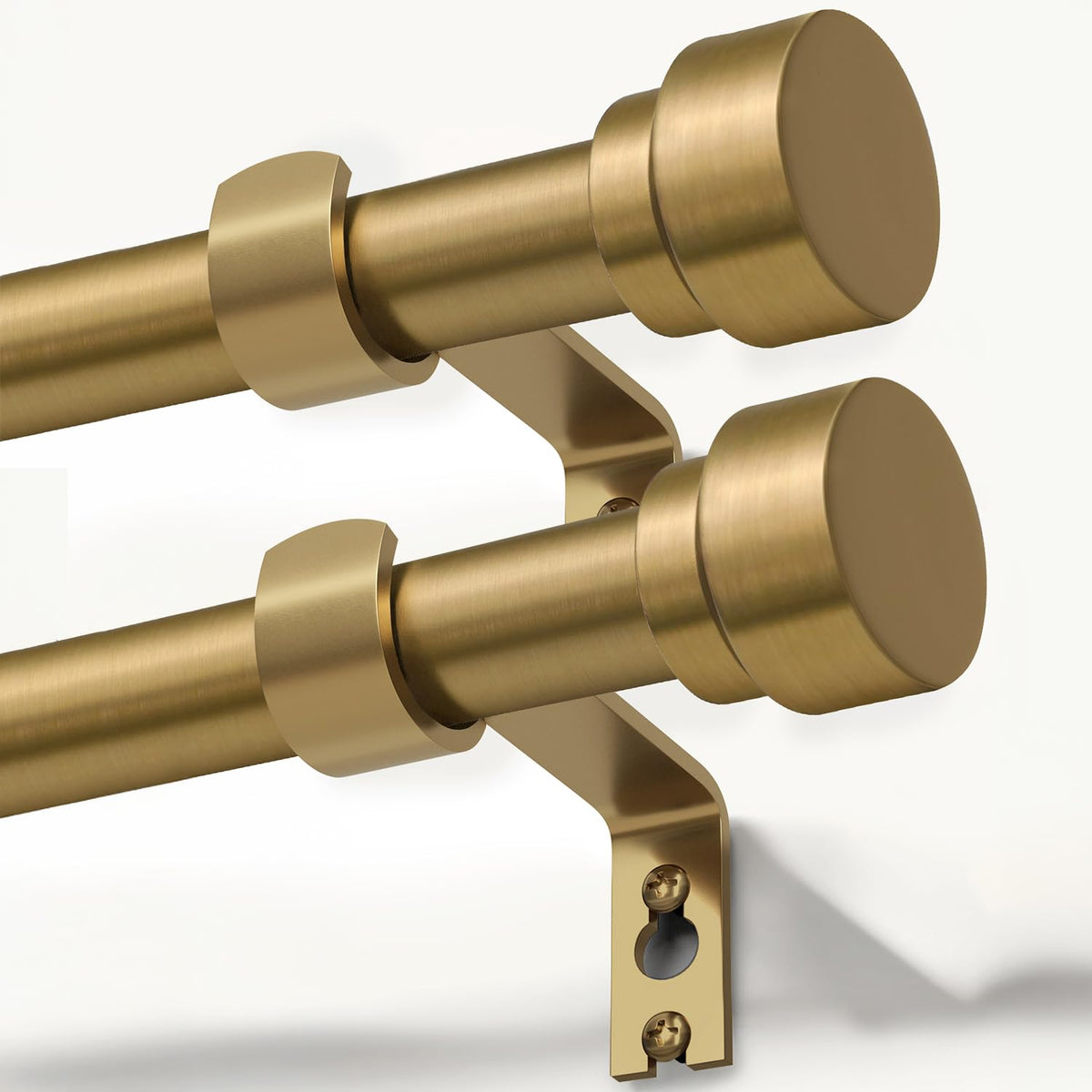 Lootkell warm gold curtain rod 72-144 in, telescoping design for versatile windows.