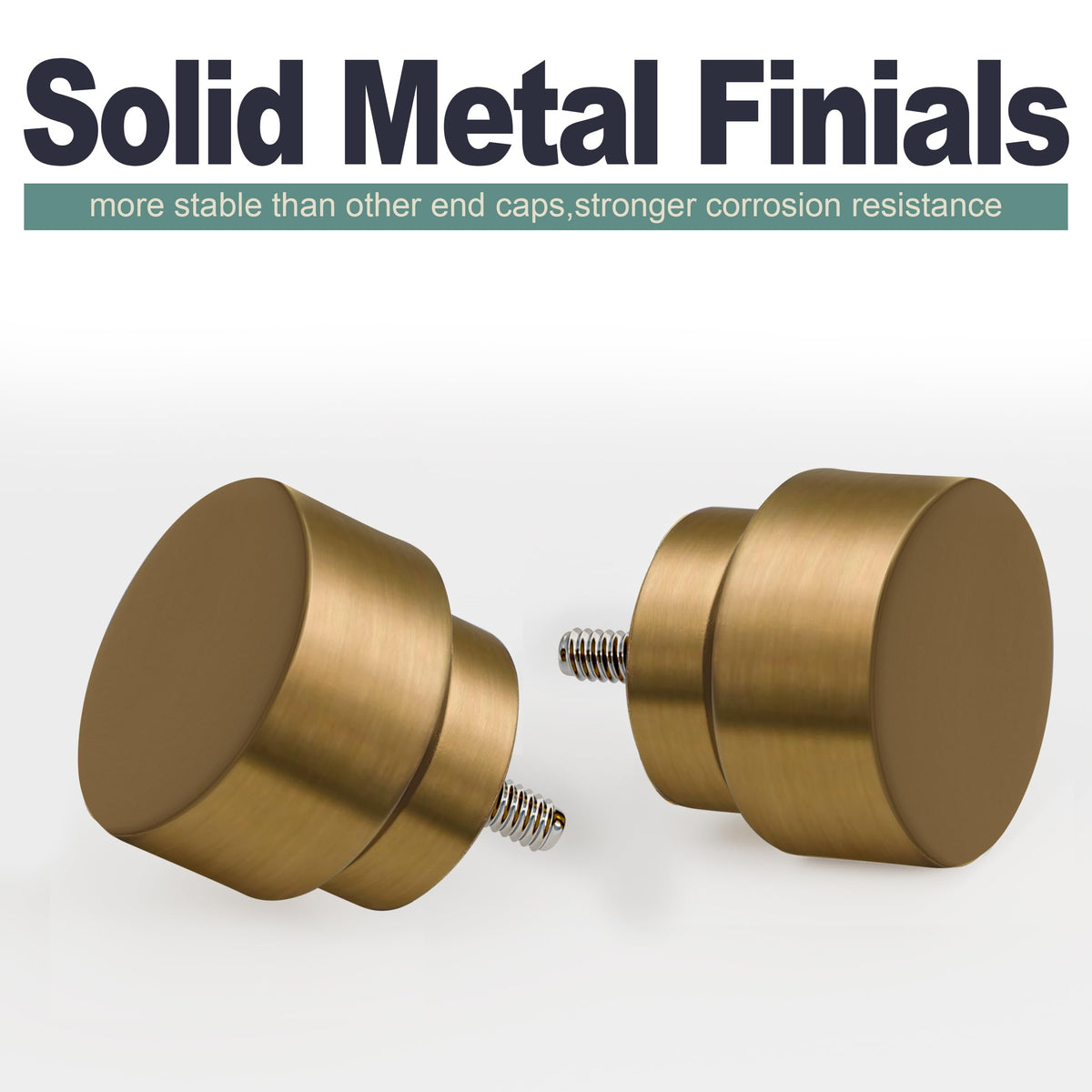Lootkell warm gold curtain rod solid-finials offer stylish, durable finish.