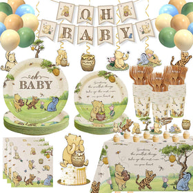 Lopeastar classic Winnie Bear plates set with honey pot design for neutral baby showers
