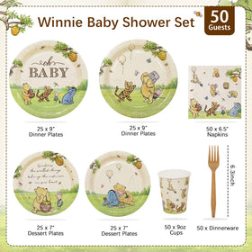 Lopeastar honey-pot Winnie illustration enhances timeless baby shower vibe.