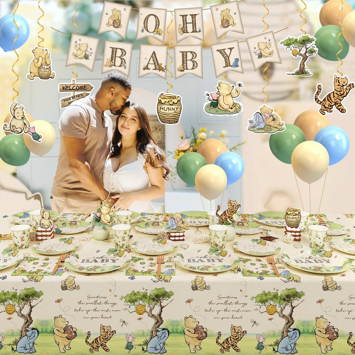 Lopeastar Oh Baby banner creates photo-ready Winnie backdrop for gender reveal moments