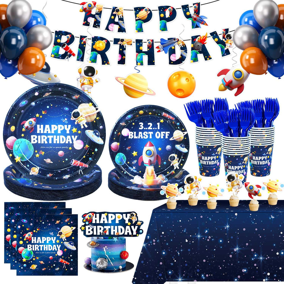 Lopeastar space dessert plates for a cohesive cosmic tablescape and quick cleanup