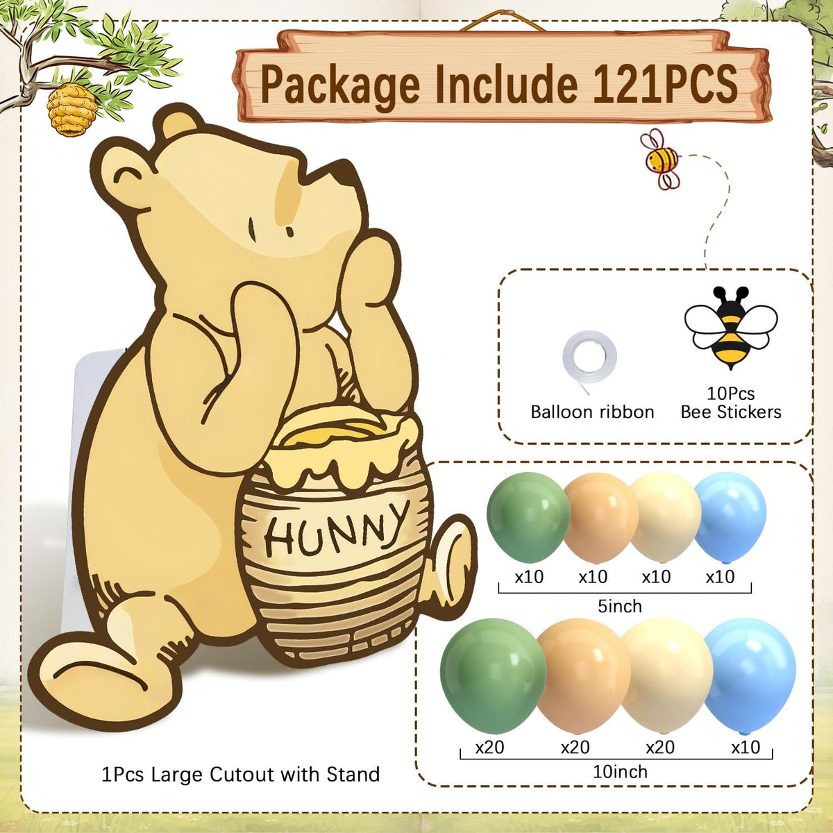 Lopeastar Winnie bee stickers complete the honey themed setup with playful detail.