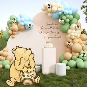 Lopeastar Winnie cutout with stand provides a dramatic focal point for baby showers.
