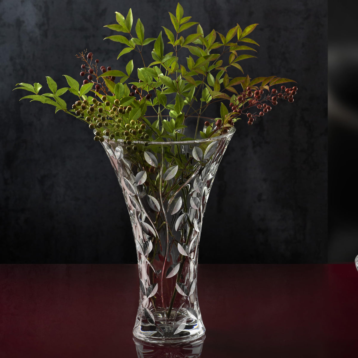 Lorren Laurus vase close-up crystal detail highlighting craftsmanship