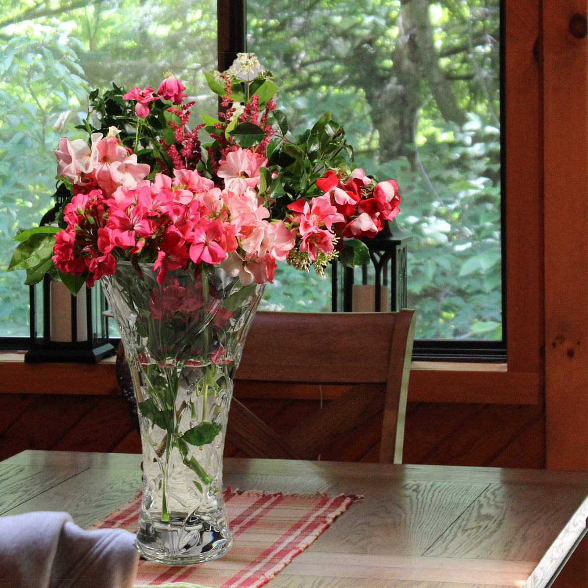 Lorren Laurus vase with flared top opening designed for lush bouquets