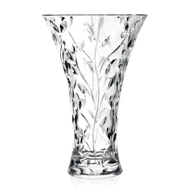 Lorren Crystal Laurus Vase 11-inch front view: elegant centerpiece for homes and offices