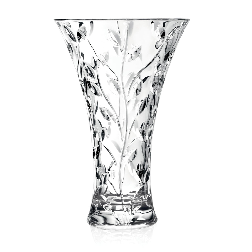 Lorren Crystal Laurus Vase 11-inch front view: elegant centerpiece for homes and offices