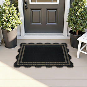 LORWER 2x3 Kitchen Rug in charcoal black adds subtle texture underfoot