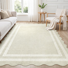 LORWER area rug 5x7 living room soft beige for cozy lounging.