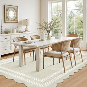 LORWER neutral beige rug blends with decor and hides wear.