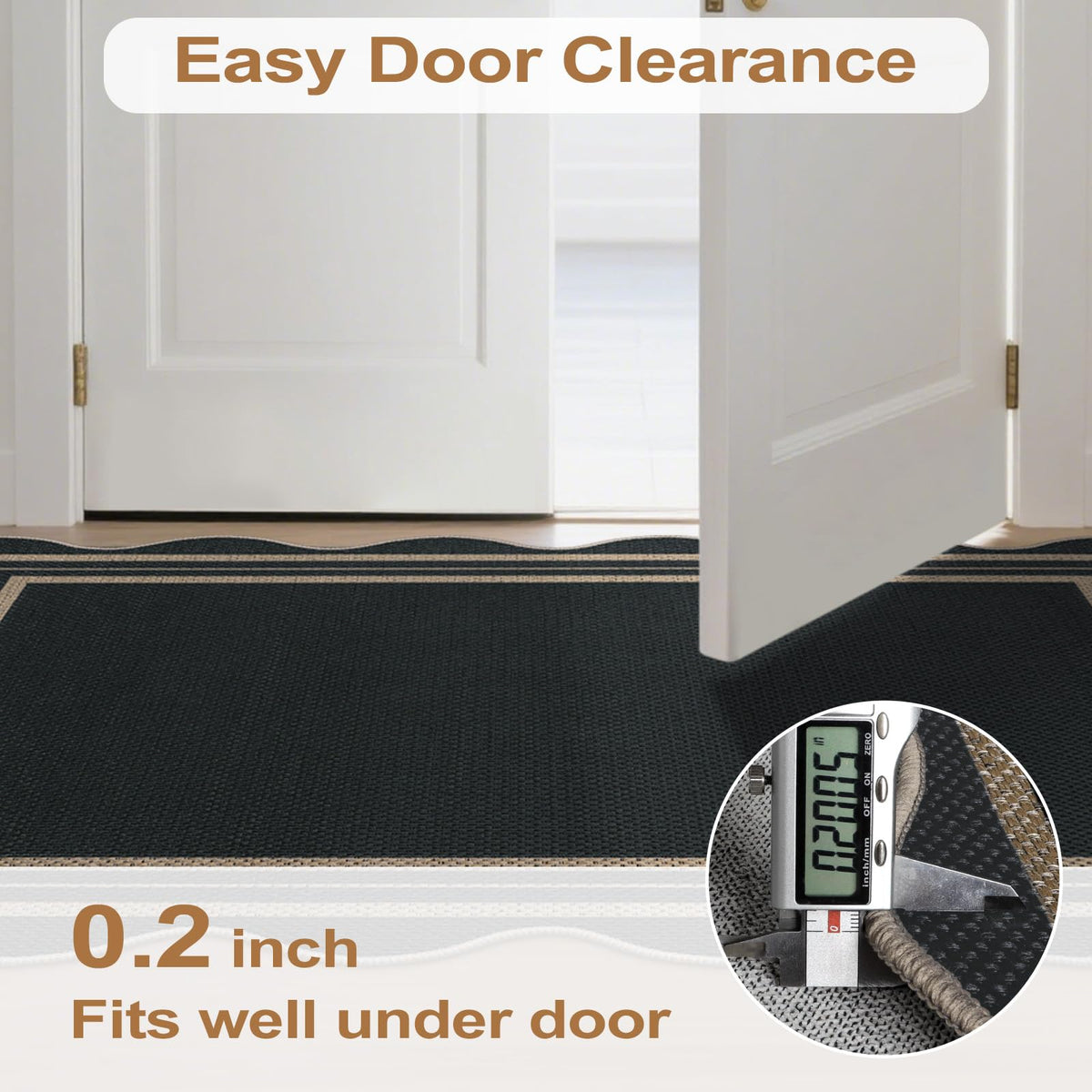 LORWER charcoal-black geometric rug adds versatile style.