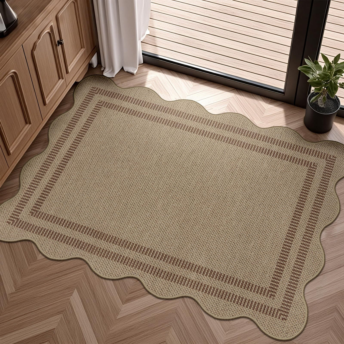 LORWER Easy Jute Outdoor Mat at front door with non-slip backing for safe entry