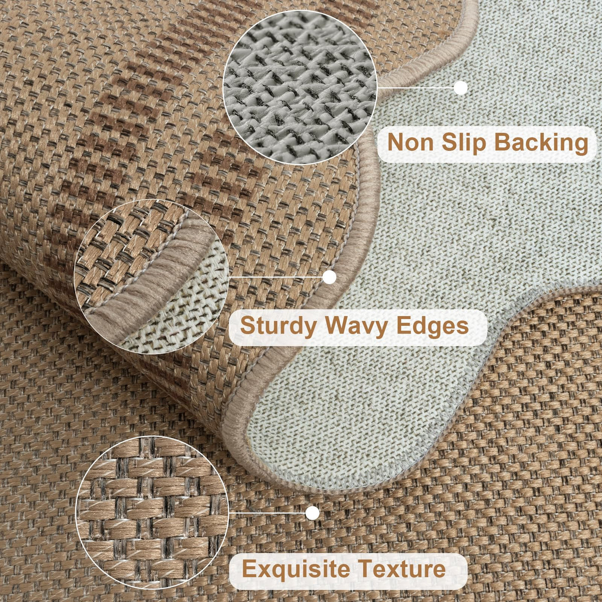 LORWER Easy Jute Outdoor Mat kitchen rug on high-traffic floor with smooth door passage