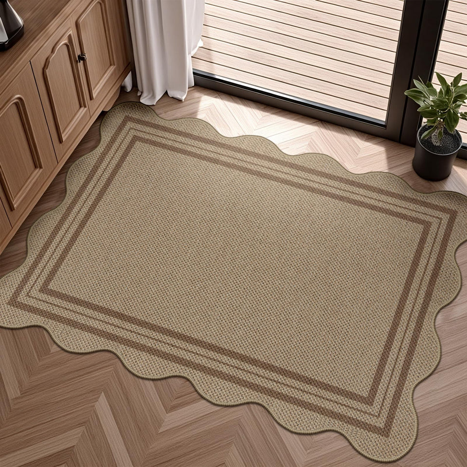 LORWER Easy Jute Outdoor Mat at the front door with non-slip grip.