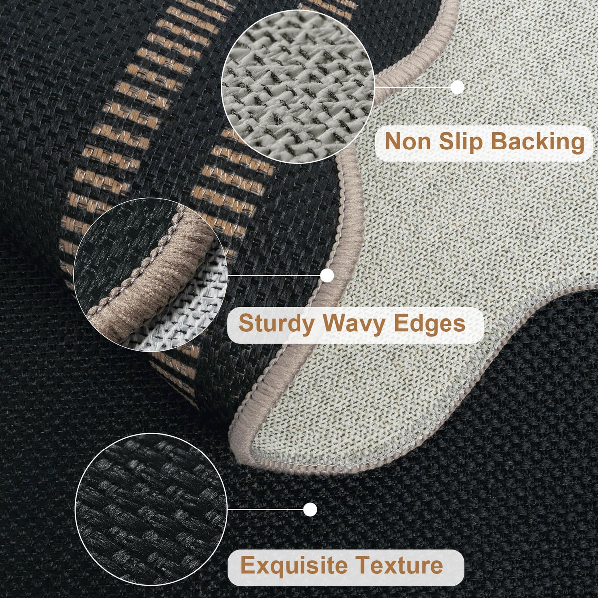 LORWER Farmhouse Black Throw Rug brings cozy style to entryways