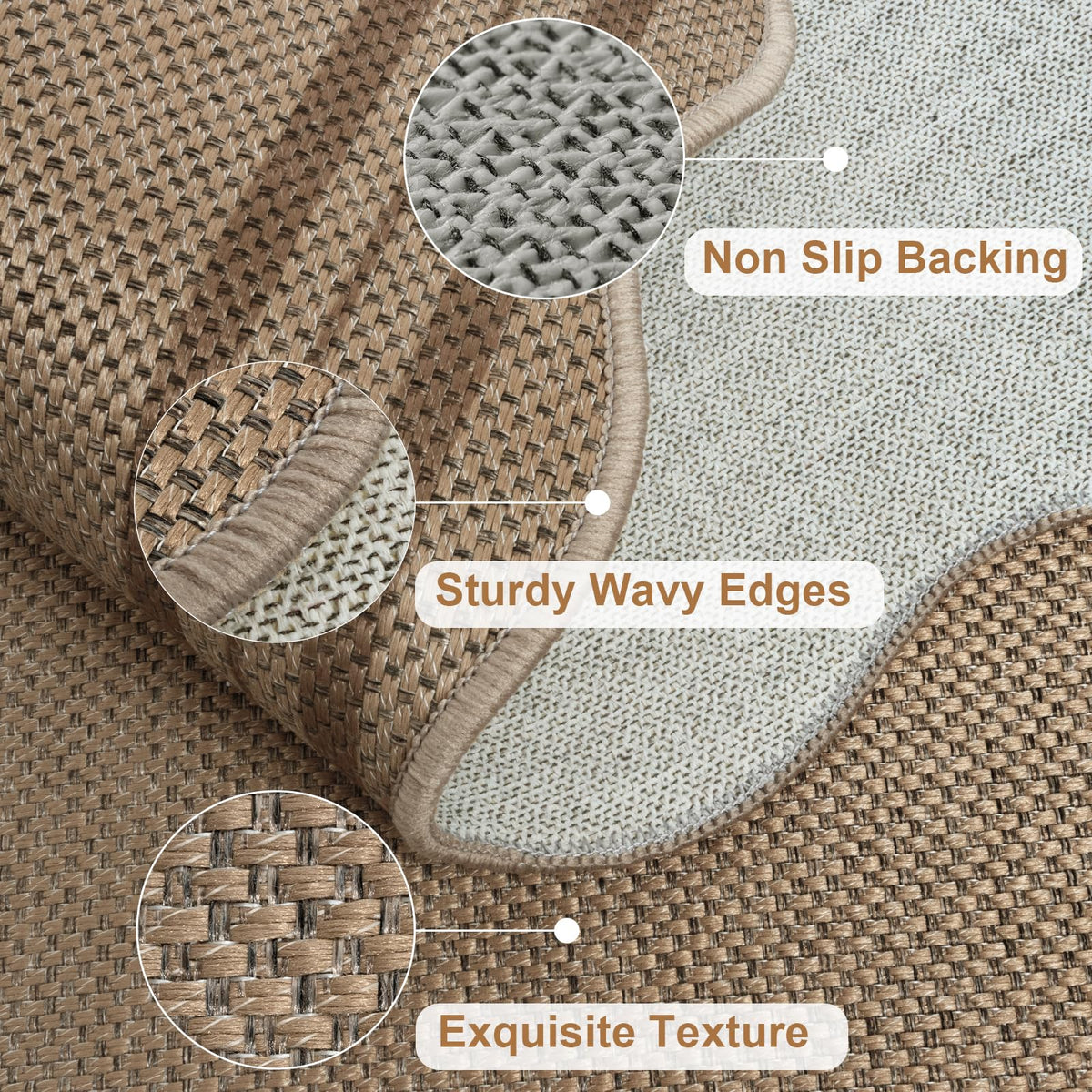 LORWER Farmhouse brown throw rug shown in entryway.