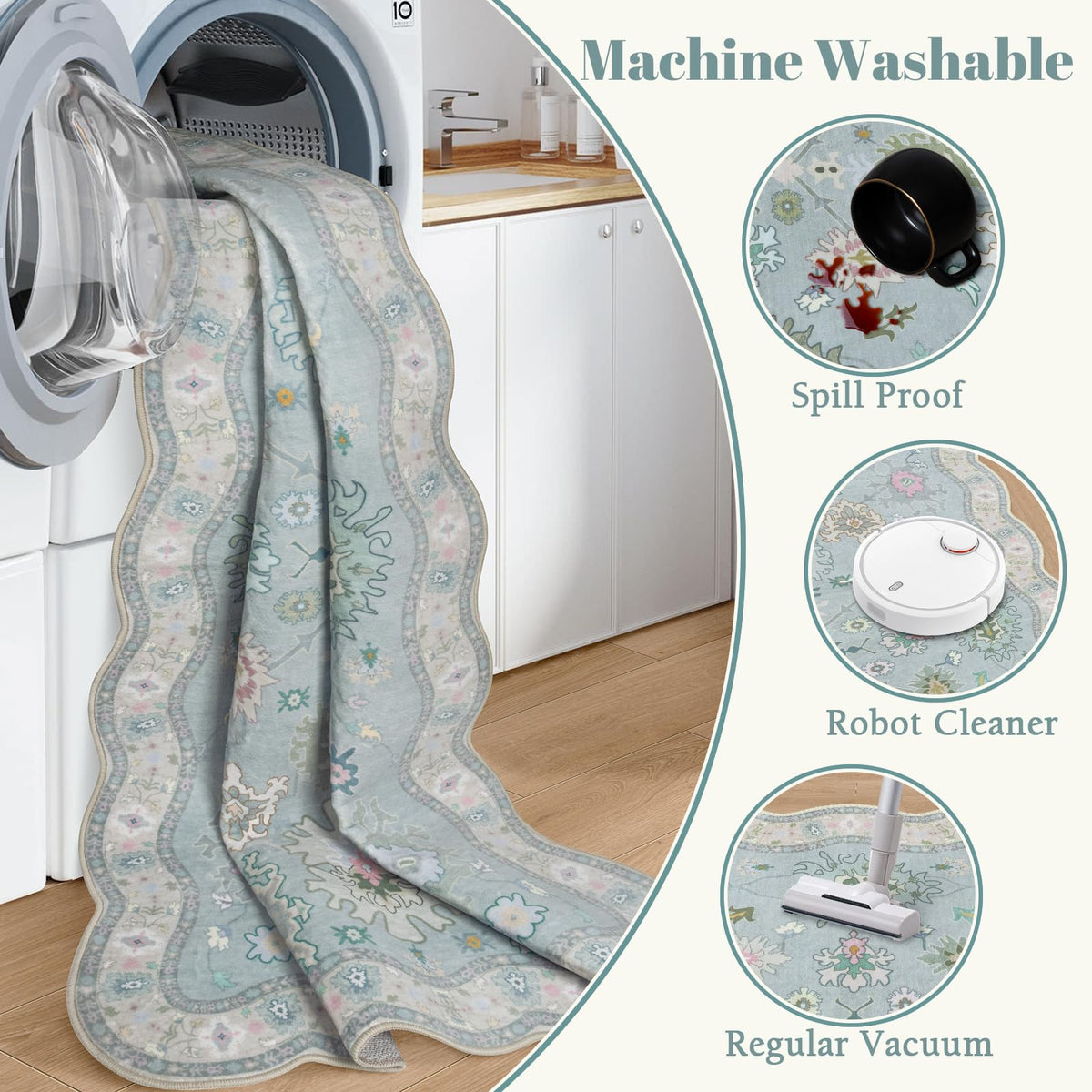 LORWER boho floral blue runner features vintage-inspired pattern for stylish spaces.