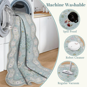 LORWER boho floral blue runner features vintage-inspired pattern for stylish spaces.