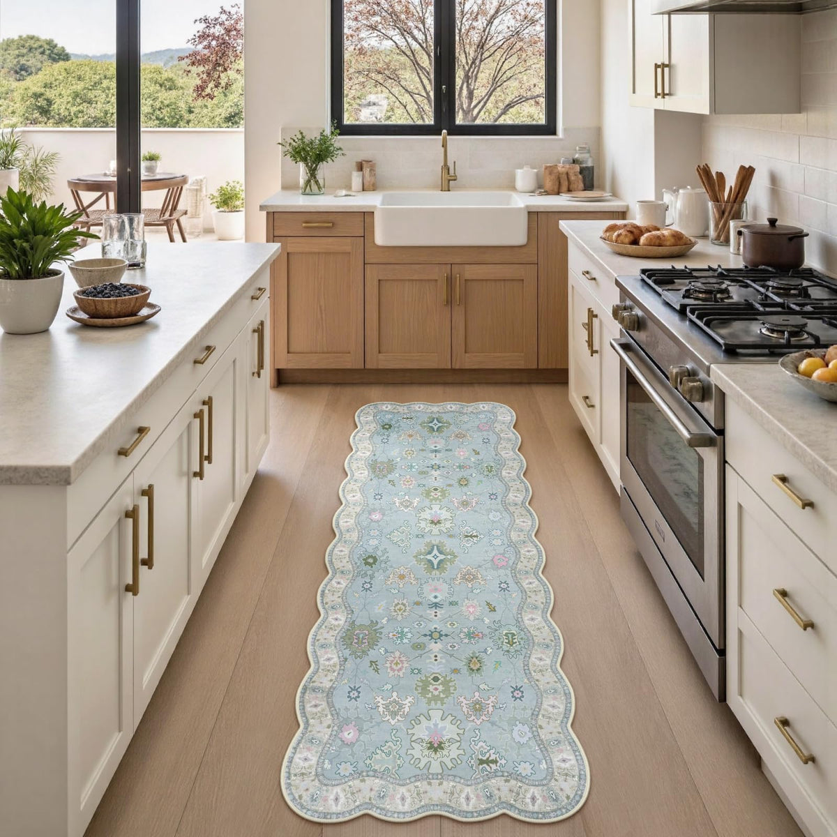 LORWER runner rug with non-slip backing keeps hallways safe on hard floors.