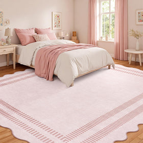 LORWER Pink Rug features non-slip back for safety on hard floors.