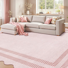 LORWER Pink Rug brightens nursery aesthetics with a calm pink tone.