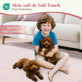 LORWER Pink Rug has a soft texture that enhances playtime comfort.