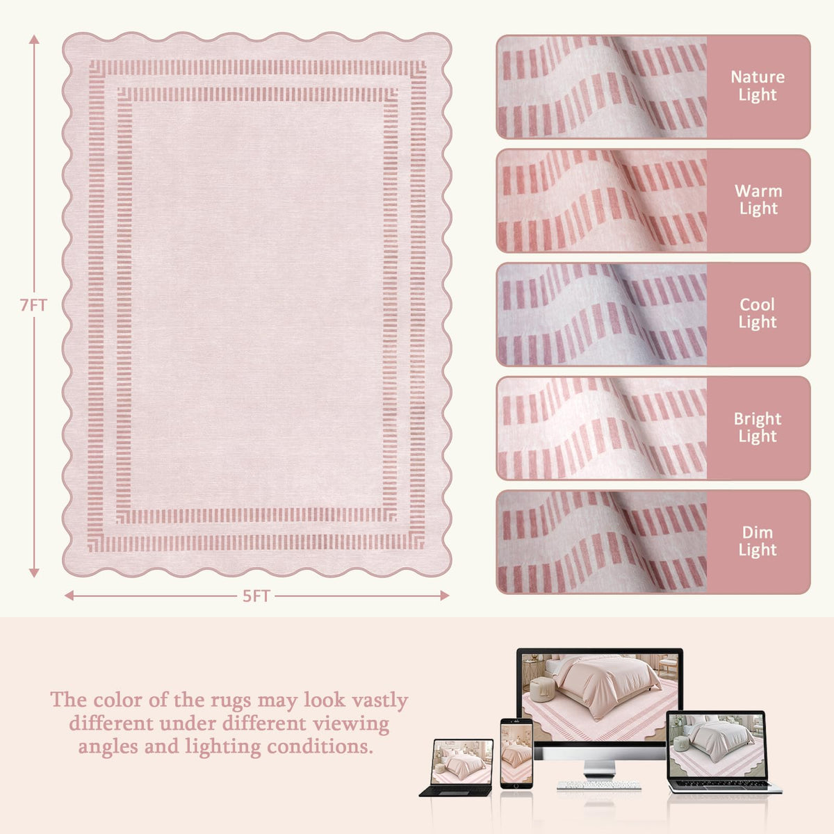 LORWER pink rug is machine washable for easy maintenance