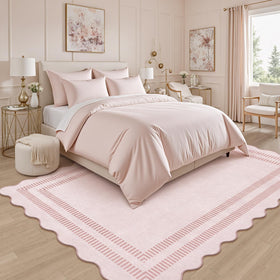 LORWER pink rug with non-slip backing for safer, stable placement on hard floors