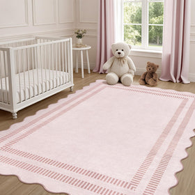 LORWER pink rug enhances nursery decor with gentle color and comfort