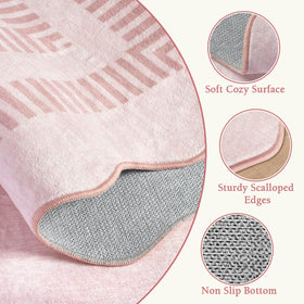 LORWER pink rug ready for machine washing for easy cleanup