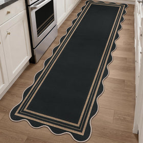 Lorwer scalloped 2.6x8 kitchen runner rug with scalloped edge for stylish entryways
