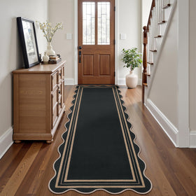 Lorwer rug shows textured jute-look fibers with easy-care maintenance
