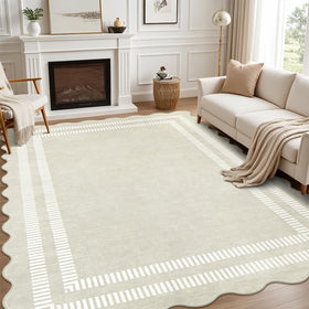 Lorwer washable 8x10 ivory rug for living rooms with soft, cushioned feel.