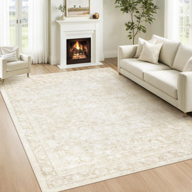 losbulake 6x9 beige floral rug with machine washable convenience for busy homes
