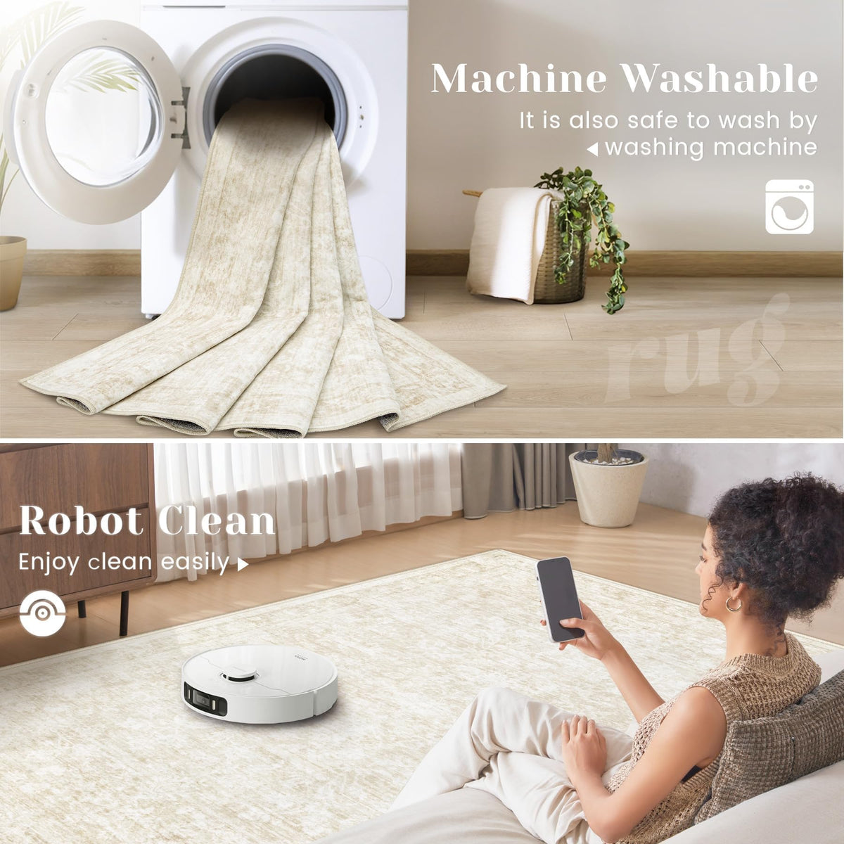 Losbulake anti-slip backing with TPE keeps the rug securely in place