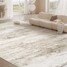 Losbulake beige rug styled in living room setup